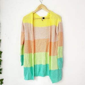 Pastel Rainbow Striped Cardigan Sherbet Cute Long